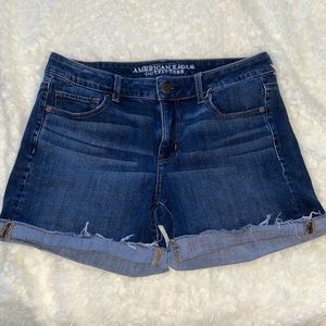AE dark wash jean shorts